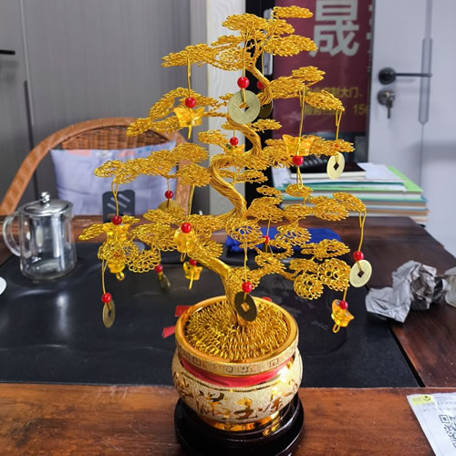 中式招财树,乔迁摇钱树摆件